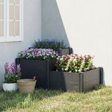 3-Tier Vinyl Raised Garden Bed with Open Bottom, Grey Wood Effect