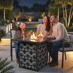 12 KW Square Propane Gas Fire Pit Table with Wind Guard, Black