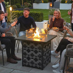 12 KW Square Propane Gas Fire Pit Table with Wind Guard, Black