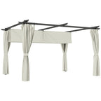 10' x 13' Retractable Pergola Canopy with Curtains, Cream White
