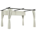 10' x 13' Retractable Pergola Canopy with Curtains, Cream White