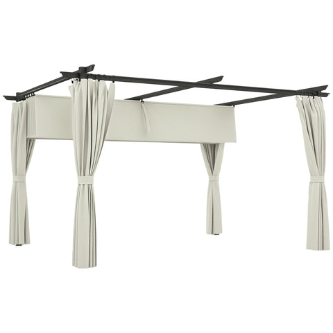 10' x 13' Retractable Pergola Canopy with Curtains, Cream White