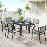 7 Piece Outdoor Dining Set with Extendable Table and Stackable Chairs