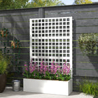 43" x 16" x 70" Raised Garden Bed with Trellis and Privacy Screen, White