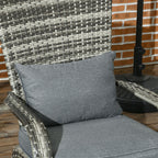 Patio Wicker Adirondack Chair with Soft Cushions and Curved Back, Grey
