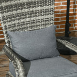 Patio Wicker Adirondack Chair with Soft Cushions and Curved Back, Grey