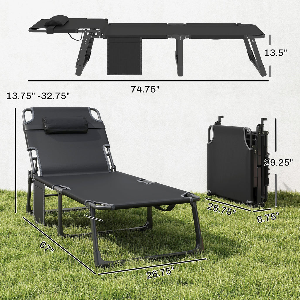 2 Piece Reclining Outdoor Chaise Lounge Chairs with Cushions, Dark Gray/Blue