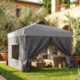 10 x 10 ft Pop-Up Canopy Tent with 4 Sidewalls and Wheeled Bag, Dark Grey
