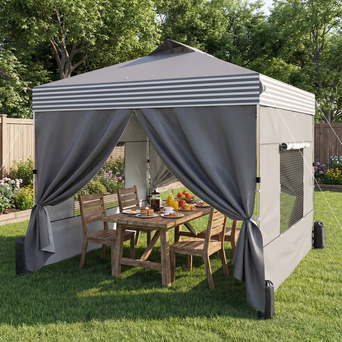 10 x 10 ft Pop-Up Canopy Tent with 4 Sidewalls and Wheeled Bag, Dark Grey