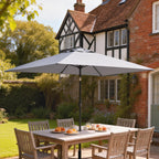 3 x 2 m Garden Parasol with Crank Handle and Tilt Function, Light Grey