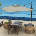 8' x 9' Square Cantilever Patio Umbrella with Fillable Base, Light Grey