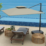 8' x 9' Square Cantilever Patio Umbrella with Fillable Base, Light Grey