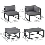 6pc Outdoor Patio Furniture Set with Daybed and Footstools, Grey
