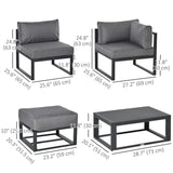 6pc Outdoor Patio Furniture Set with Daybed and Footstools, Grey