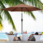 2.6 m Garden Parasol with Tilt, Crank, Vent & Aluminium Pole, Coffee