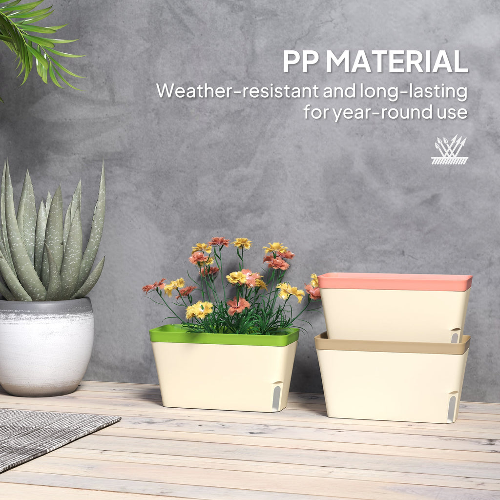 3 Pack 10.5" Self-Watering Planter Boxes with Water Level Indicator