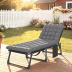 Folding Lounge Chair, 75 cm Wide with Cushion and Side Pocket, Dark Grey