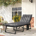 Folding Lounge Chair, 75 cm Wide with Cushion and Side Pocket, Dark Grey