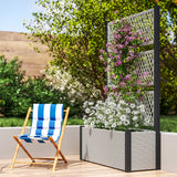 58" Wicker Outdoor Planter with Trellis and Privacy Screen, Mixed Grey