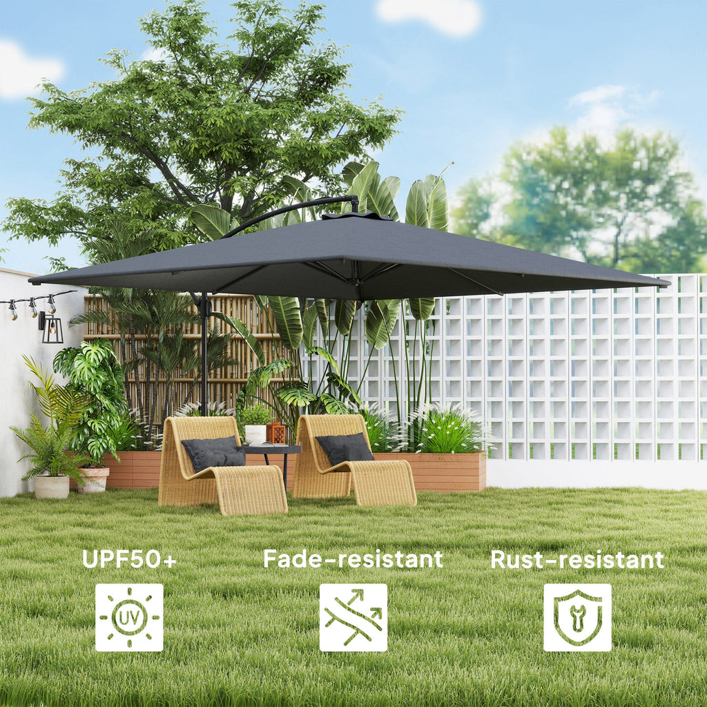 111" x 150.4" Cantilever Umbrella with 360° Rotation and Tilt, Grey