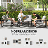 4 Piece Patio Furniture Set with Loveseat, Coffee Table and Thick Cushions, Light Grey