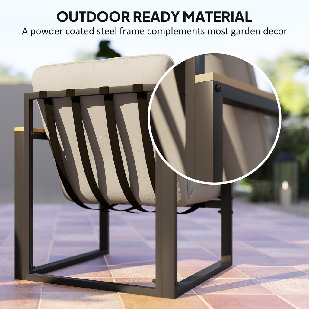 4 Piece Patio Furniture Set with Loveseat, Coffee Table and Thick Cushions, Light Grey
