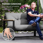 4 Piece Patio Furniture Set with Loveseat, Coffee Table and Thick Cushions, Light Grey