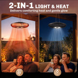 Hanging Patio Heater with LED Light, Touch & Remote, 1000/2000W IP65, Black