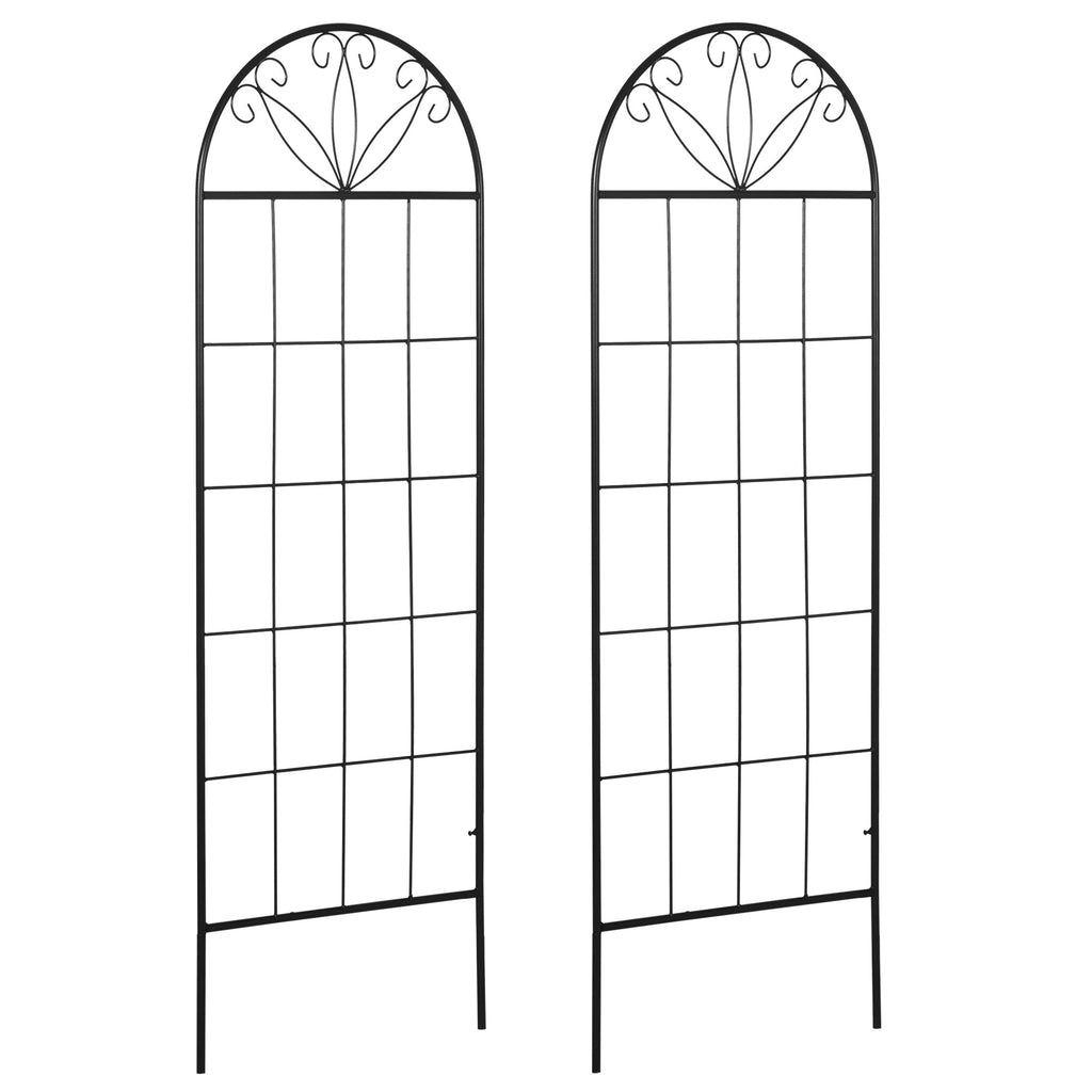 2 Pack Metal Garden Trellis Panels, 20" x 60", Black