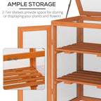 Wooden 2 Tier Cold Frame Greenhouse with Polycarbonate Panels, Orange