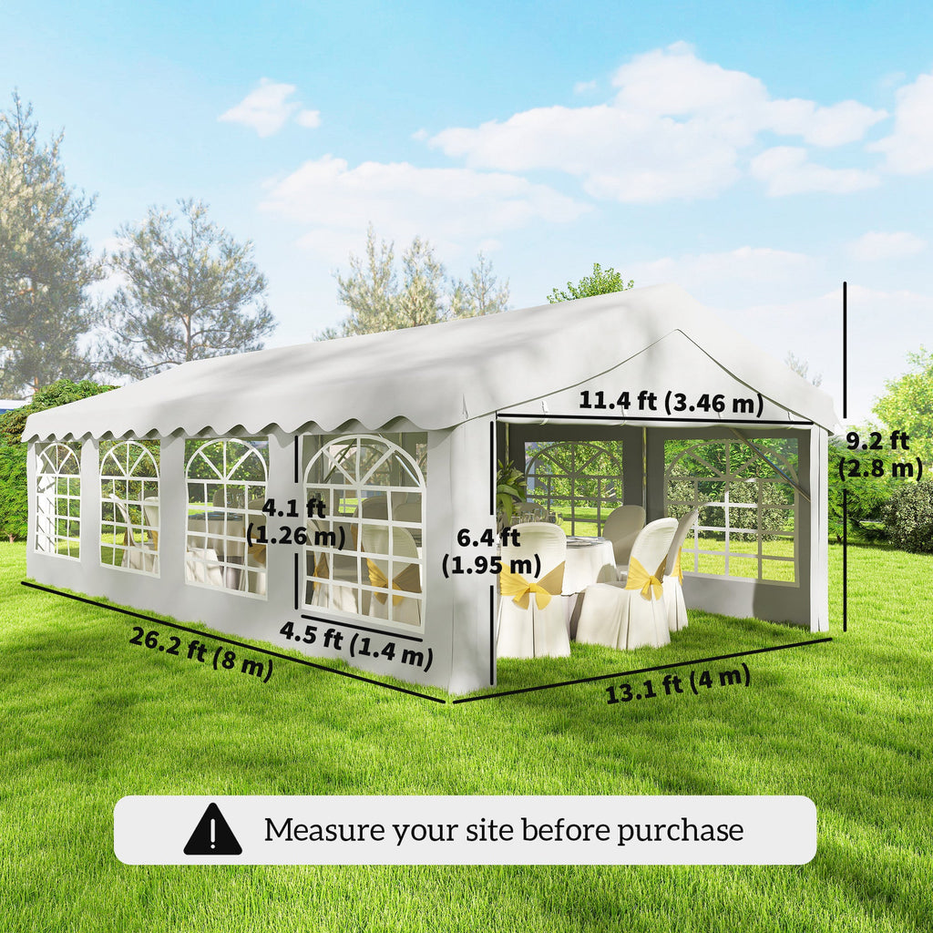 13' x 26' Heavy Duty Party Tent and Carport with Sidewalls, White