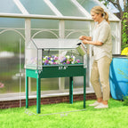 39.4" x 18.9" x 48.8" Raised Garden Bed with Cover, Green