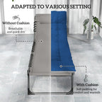 Set of 2 Folding Lounge Chairs with Cushion and Side Pocket, Brown/Blue