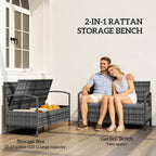 33 Gallon Wicker Outdoor Storage Bench with Cushion, Grey