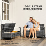 33 Gallon Wicker Outdoor Storage Bench with Cushion, Grey