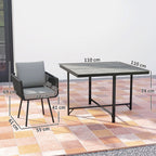 5 Piece Rattan Garden Dining Set with Stackable Chairs, Light Grey