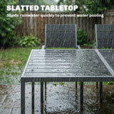 7-Piece Outdoor Dining Set with Slatted Tabletop and Metal Frame for 6, Black