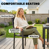 7-Piece Outdoor Dining Set with Slatted Tabletop and Metal Frame for 6, Black