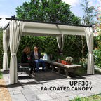 10' x 13' Retractable Pergola Canopy with Curtains, Cream White