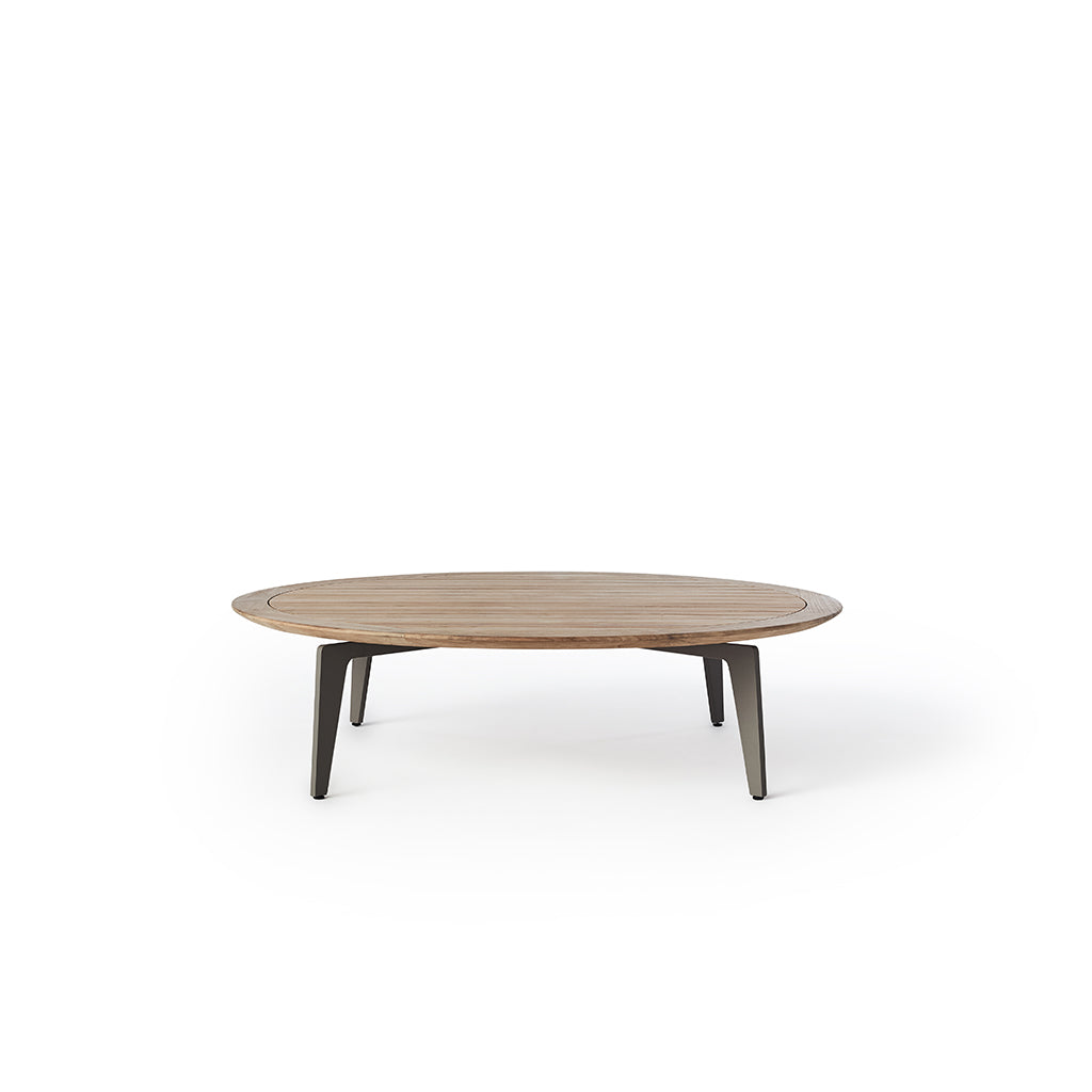 Luna Coffee Table in Quartz Grey with Teak Top