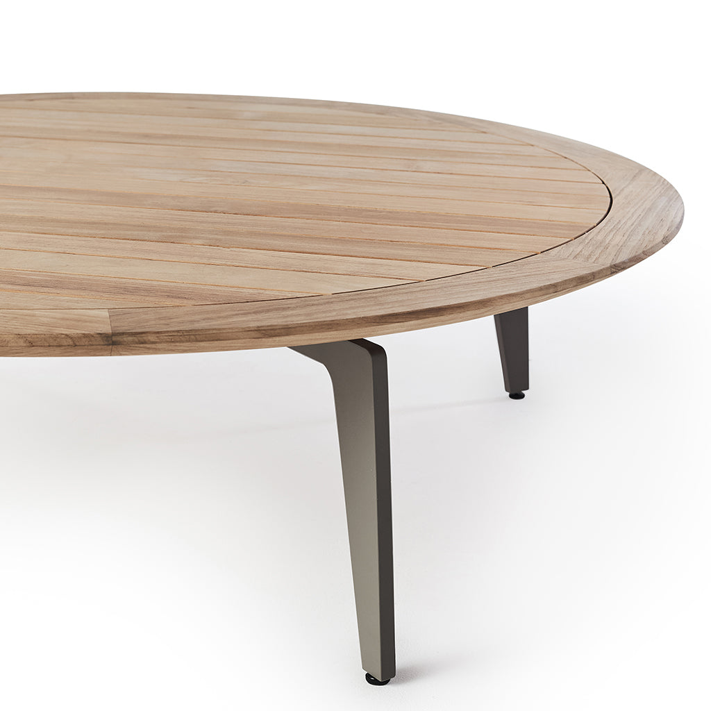 Luna Coffee Table in Quartz Grey with Teak Top