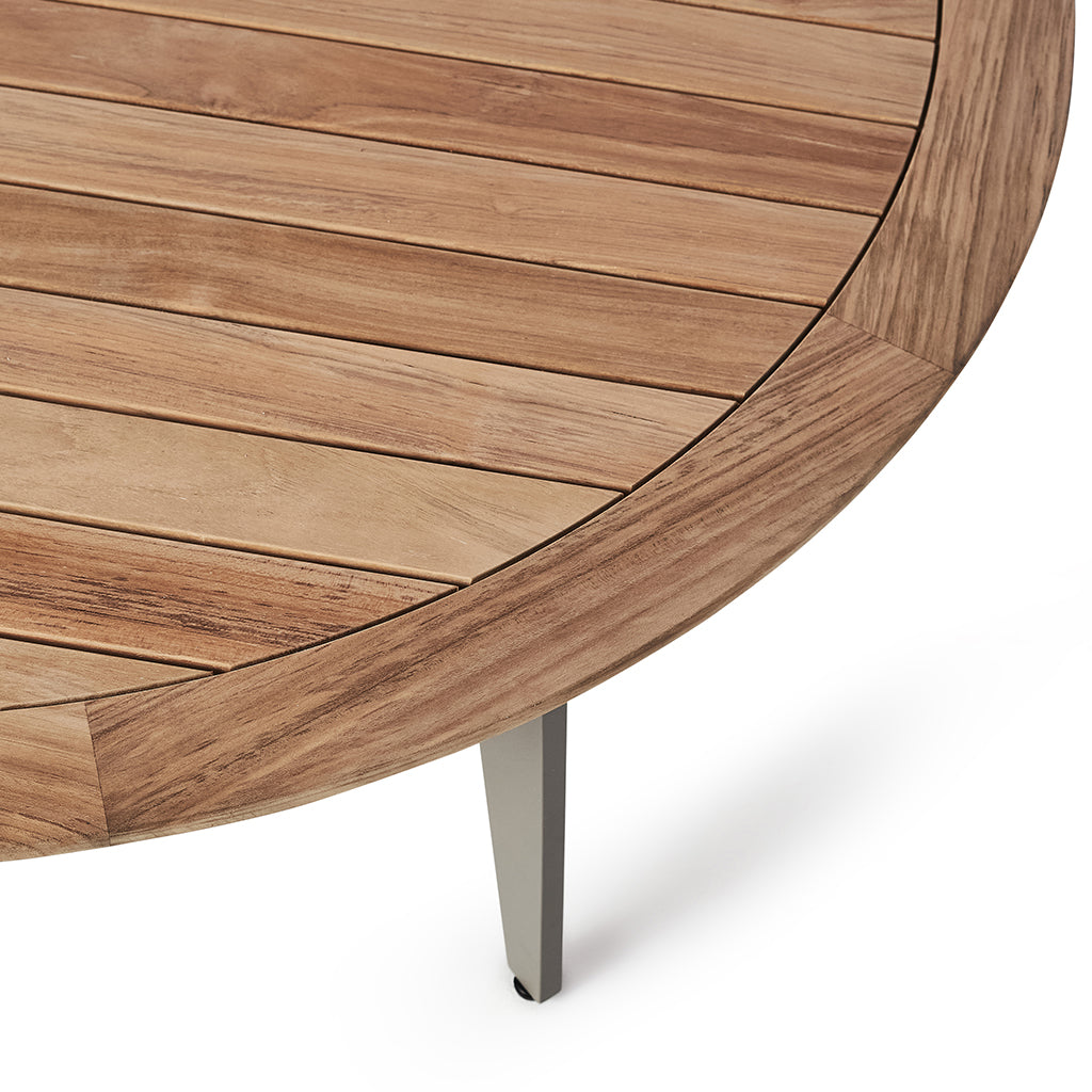 Luna Coffee Table in Quartz Grey with Teak Top