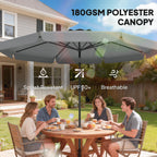10ft Patio Umbrella with Push Button Tilt and Crank, Dark Grey