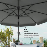 10ft Patio Umbrella with Push Button Tilt and Crank, Dark Grey
