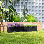 2 Pack 20" Railing Planter Boxes with Hooks and Drainage, Black