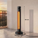 2000W Electric Infrared Patio Heater with Remote & Oscillation, 8H Timer, Black