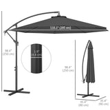 10' Deluxe Patio Umbrella with Crank and Cross Base, Grey