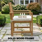 4-Seater Acacia Wood Outdoor Set with Loveseat, 2 Armchairs & Wood-Top Table, Cream
