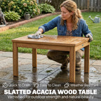 4-Seater Acacia Wood Outdoor Set with Loveseat, 2 Armchairs & Wood-Top Table, Cream