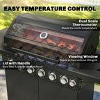 6+1 Burner Gas BBQ Grill with Cabinet and Viewing Window, Black